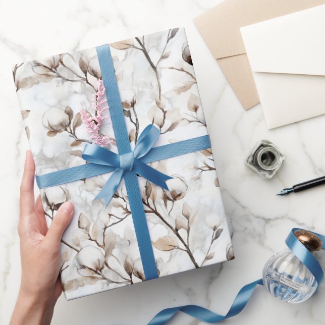 Romantischer schöner weiß blühender Baum Hochzeit Geschenkpapier (Schenken)