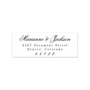 Romantischer Schriftzug Hochzeit Rücksendeadresse Gummistempel