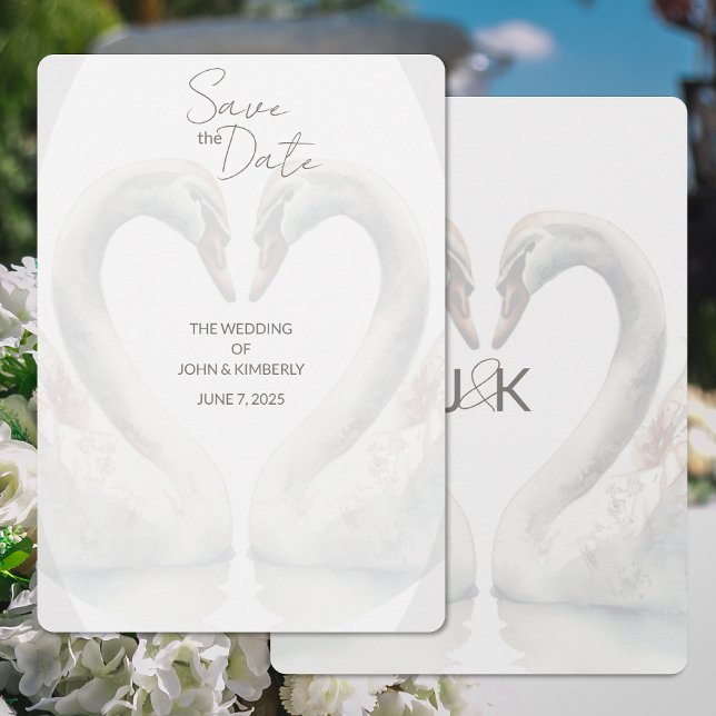 Romantischer Schwan Wedding Save the Date Card (Von Creator hochgeladen)