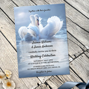 Romantischer Schwanensee Hochzeit Einladung