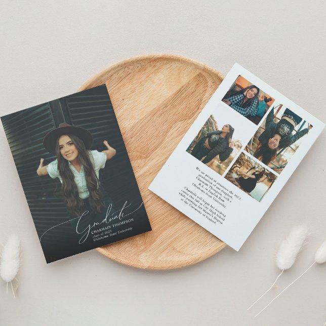 Romantischer Script Foto Collage Abschluss Ankündigung (Von Creator hochgeladen)