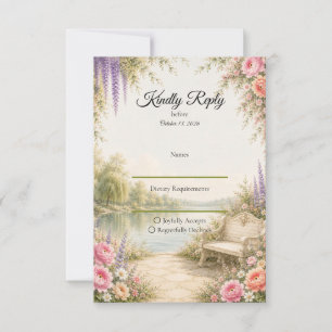 Romantischer Seegarten - Serenitäts-Hochzeit RSVP Karte