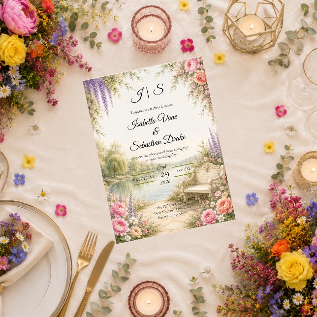 Romantischer Seegarten Serenity Hochzeit Einladung (Von Creator hochgeladen)
