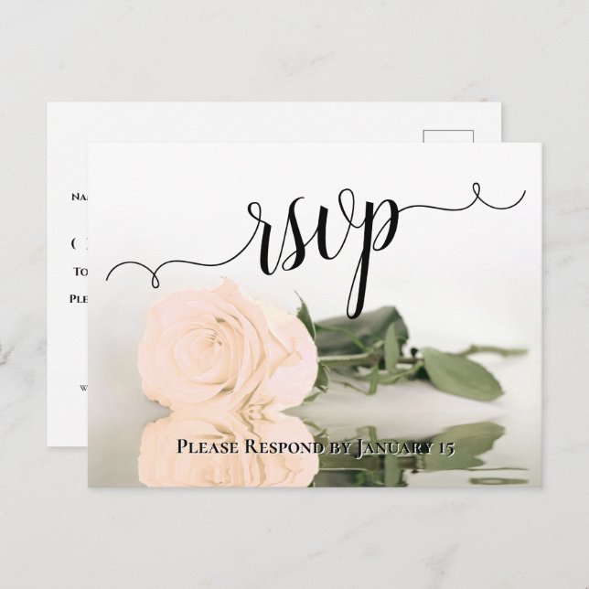 Romantischer Sepia Peach Reflection Rose Wedding R Postkarte (Vorne/Hinten)