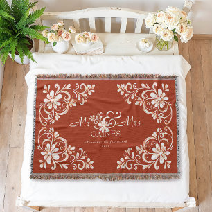Romantischer Shabby-Chic-Rot-Rost-Mr-&-Mrs-Floral  Decke