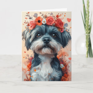 Romantischer Shih Tzu im HerzklopfValentin Karte
