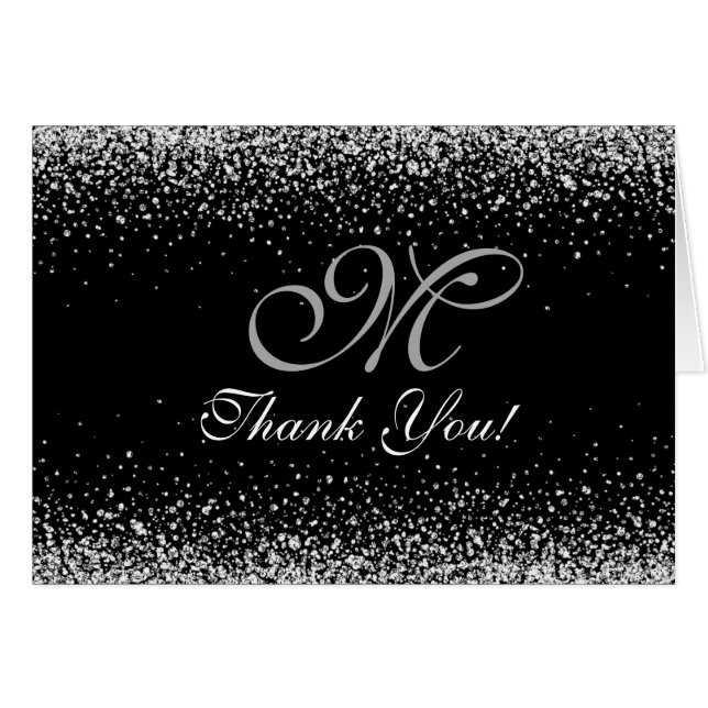 Romantischer Silberner Glitzer Night Sky (Vorderseite (Horizontal))