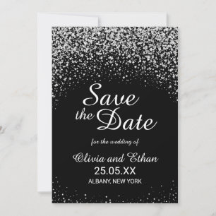Romantischer silberner Glitzer Nightsky Save The Date