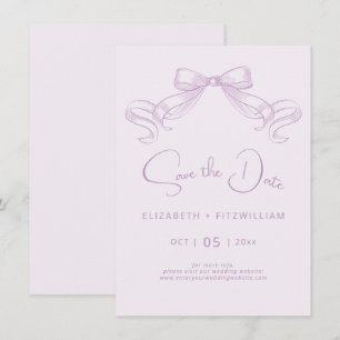 Romantischer Sketched Bow Lilac Background Save The Date