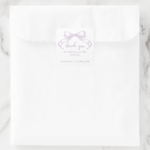 Romantischer Sketched Bow Lilac dankt Ihnen für Quadratischer Aufkleber