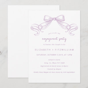 Romantischer Sketched Bow Lilac Engagement Party Einladung