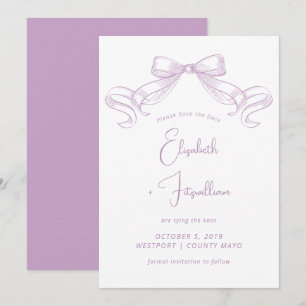 Romantischer Sketched Bow   Lilac-Krawatte Save The Date