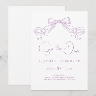 Romantischer Sketched Bow Lilac Save the Date Ca
