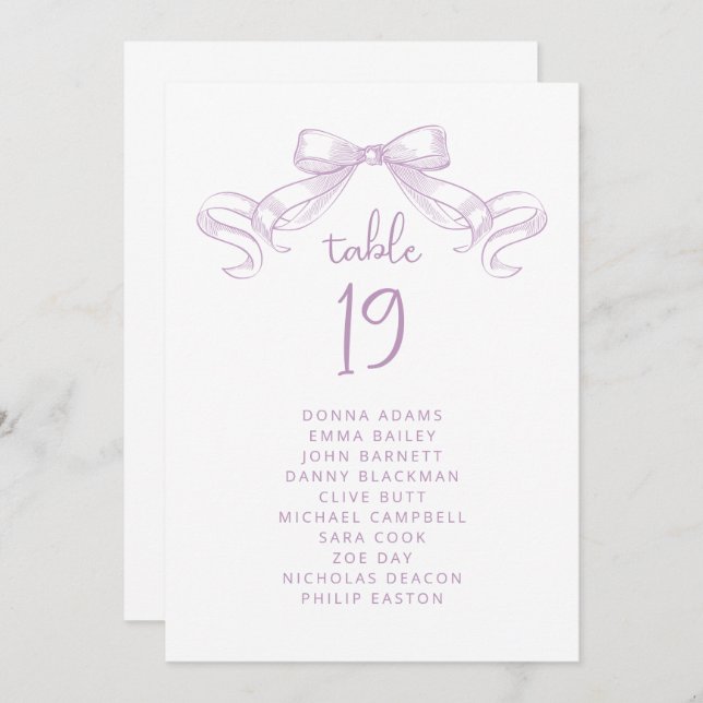 Romantischer Sketched Bow | Lilac Seekartenkarte (Vorne/Hinten)