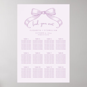 Romantischer Sketched Bow   Lilac Seekartenplakat Poster