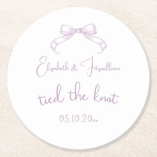 Romantischer Sketched Bow   Lilac tied das Datum d Runder Pappuntersetzer