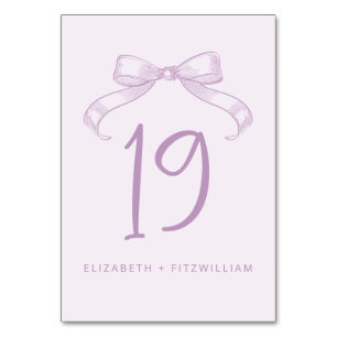 Romantischer Sketched Bow Lilac Tischnummer Card