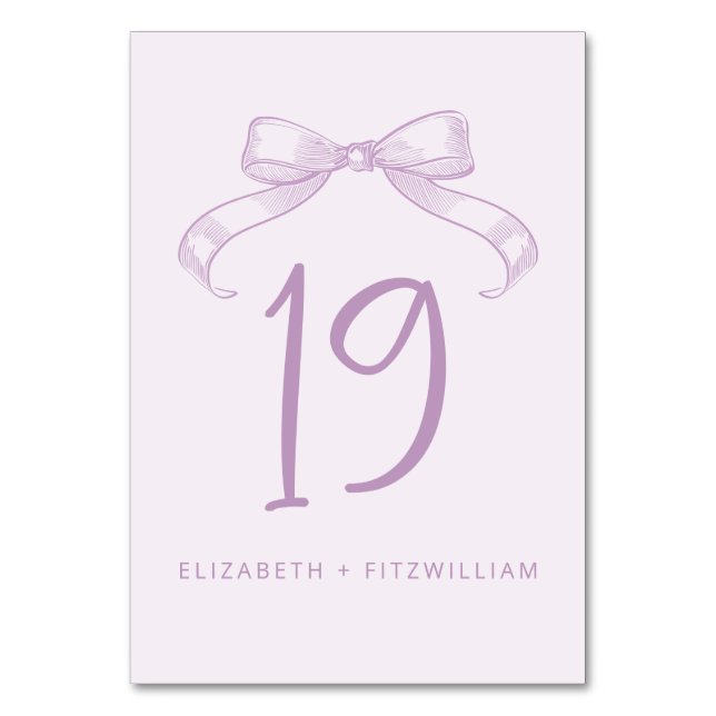 Romantischer Sketched Bow | Lilac Tischnummer Card (Rückseite)