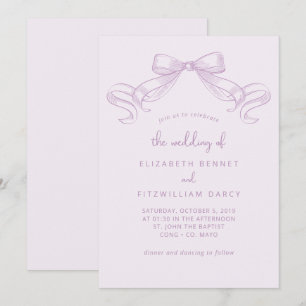 Romantischer Sketched Bow   Lilac Wedding of Einladung