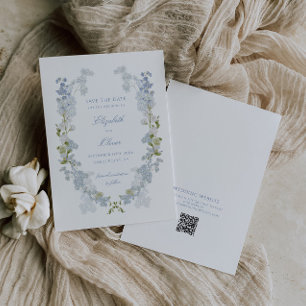 Romantischer Softblauer Vintage-Blumen-Hochzeits-Q Save The Date