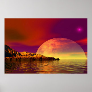 romantischer Sonnenuntergang, direkt am Wasser, La Poster