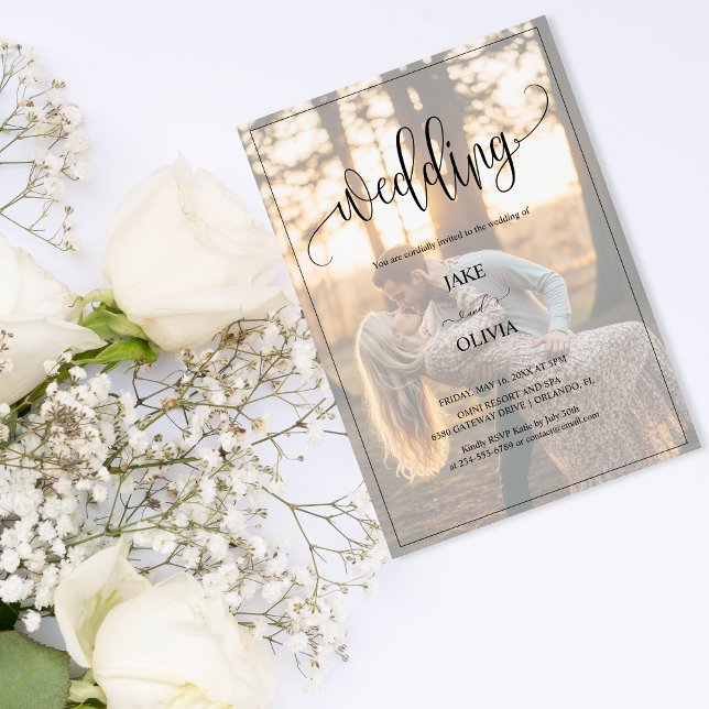 Romantischer Sonnenuntergang Elegante 2 Foto Hochz Einladung (Von Creator hochgeladen)