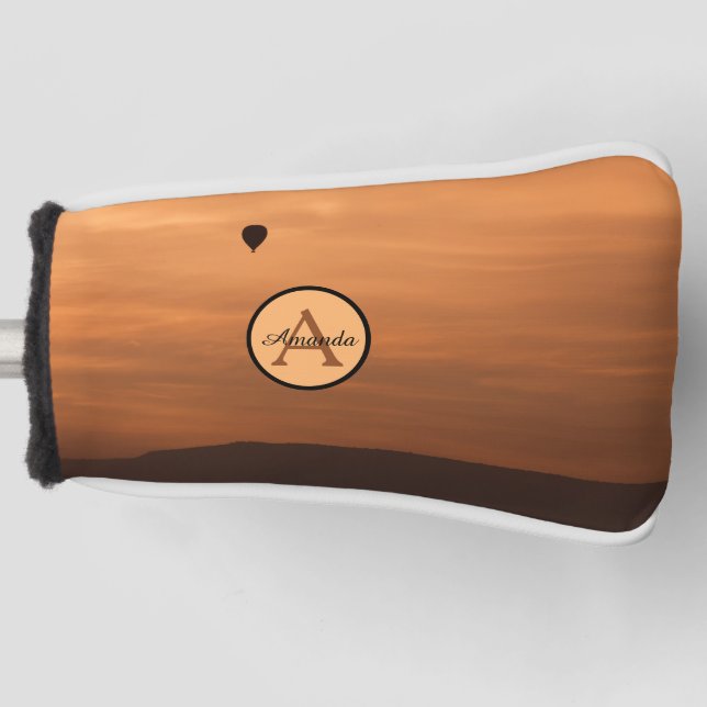 Romantischer Sonnenuntergang Heißluftballon Foto m Golf Headcover (Vorderseite)