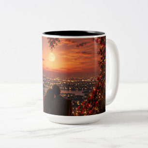 Romantischer Sonnenuntergang Paartasse Schöne St Zweifarbige Tasse