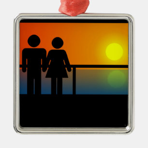 Romantischer Sonnenuntergang Silbernes Ornament