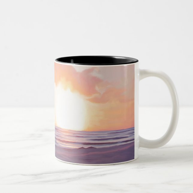 Romantischer Sonnenuntergang Zweifarbige Tasse (Rechts)