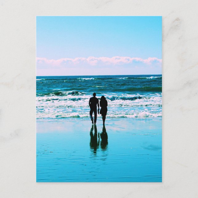 Romantischer Spaziergang auf der Strandpostkarte Postkarte (Vorderseite)