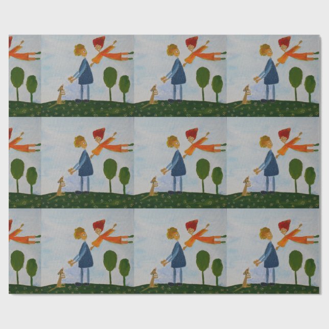 Romantischer Spaziergang Matte Wrapping Paper Geschenkpapier (Flach)