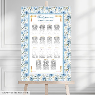 Romantischer Staubblauer Gold Boho Sitzplan Poster