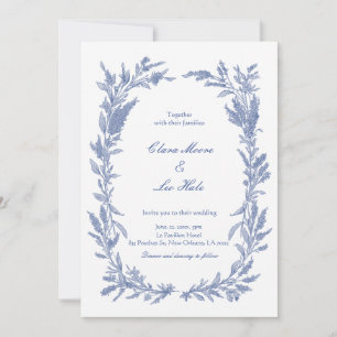 Romantischer staubblauer Wildblumen-Kranz Hochzeit Einladung