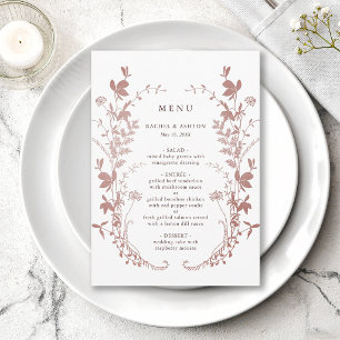 Romantischer Staubrosen-Botanischer-Hochzeit Menükarte