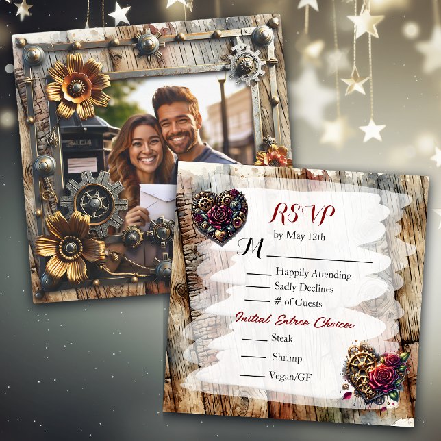 Romantischer Steampunk Personalisiert Wedding RSVP Save The Date (Von Creator hochgeladen)