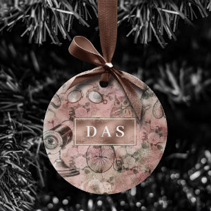 Romantischer Steampunk Vintag Ephemera Monogram Keramik Ornament