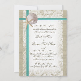 Romantischer Strand Burlap und Lace Aqua Einladung