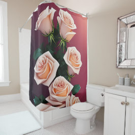 Romantischer Strauß mit rosa Rosen Duschvorhang