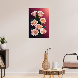 Romantischer Strauß mit rosa Rosen Poster