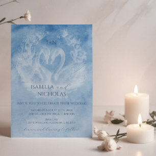 Romantischer Swan Wedding Einladung mit Monogram I