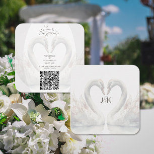 Romantischer Swan Wedding QR Code UAWG Enclosure Begleitkarte