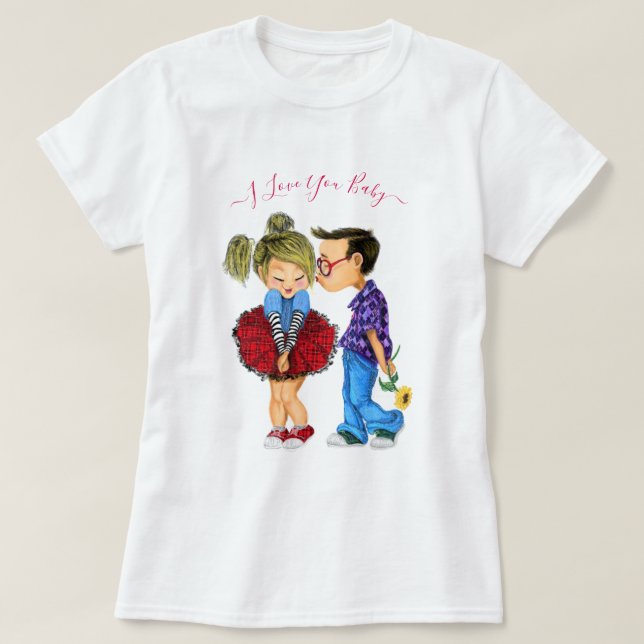 Romantischer T - Shirt und Text - I Liebe You Baby (Design vorne)