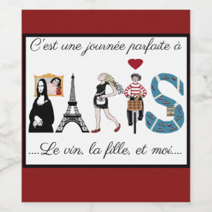 Romantischer Tag in Paris Weinetikett