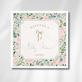 Romantischer Teal-Blush-Sage-Blumen-Baby-Shower Serviette