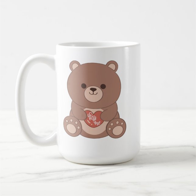 Romantischer Teddybär- und Herz-Tasse Kaffeetasse (Links)