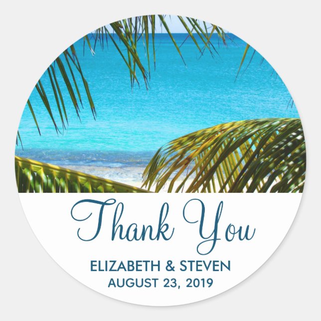 Romantischer türkisfarbener tropischer Strand - Ho Runder Aufkleber (Vorderseite)