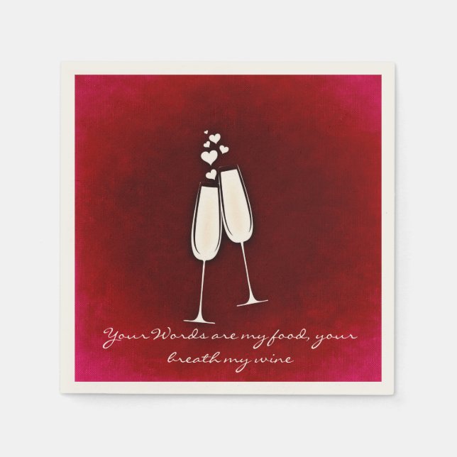 Romantischer Twin Weingläser Valentinstag Napkin Serviette (Vorderseite)