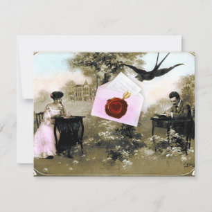 ROMANTISCHER VALENTINSBRIEF ,ROTE WACHS-SIEGEL-MON EINLADUNG