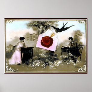 ROMANTISCHER VALENTINSBRIEF ROTER WACHS-SIEGEL MON POSTER
